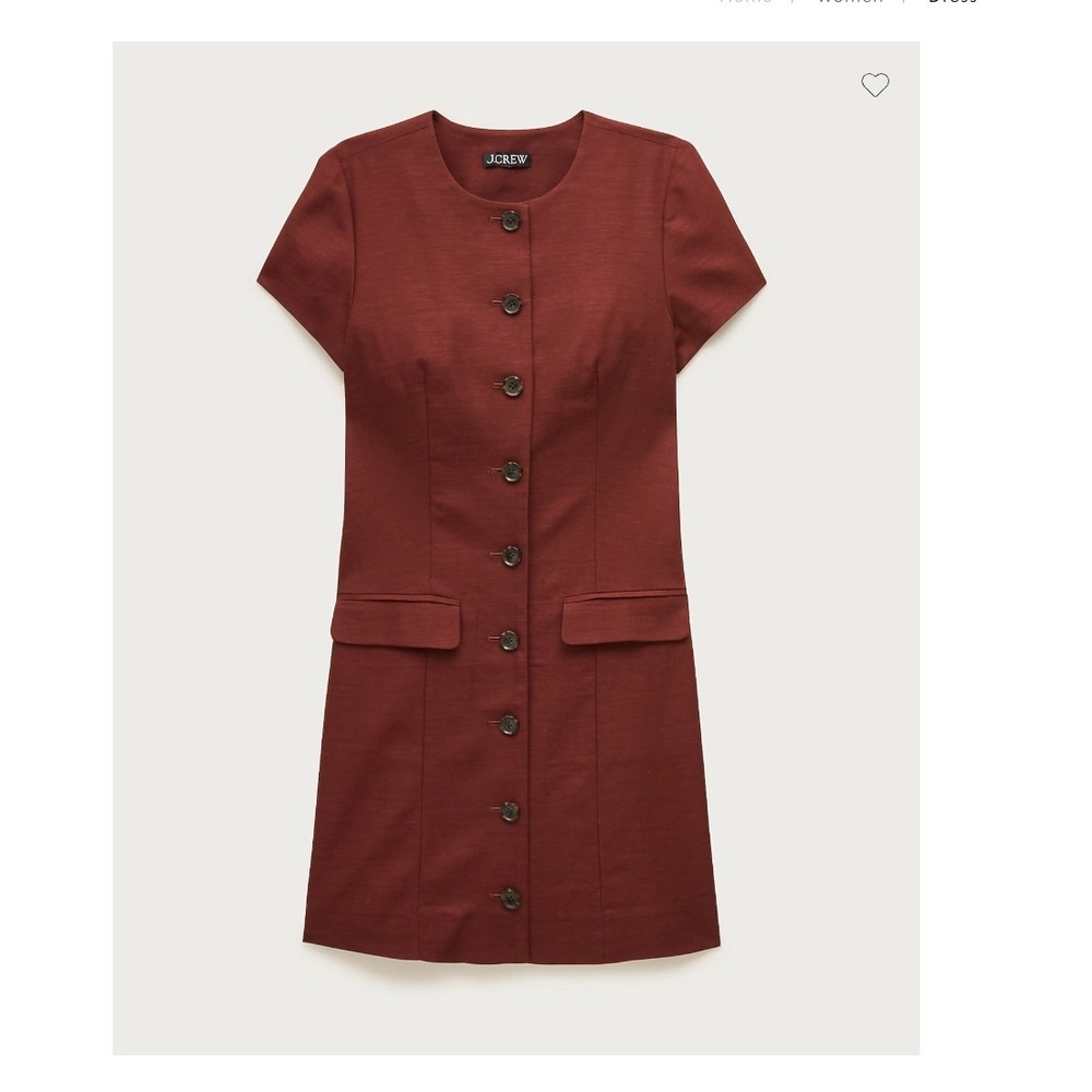 J.Crew Button Front Parc Dress Women 10 Mahogany Linen Blend Brown NWT